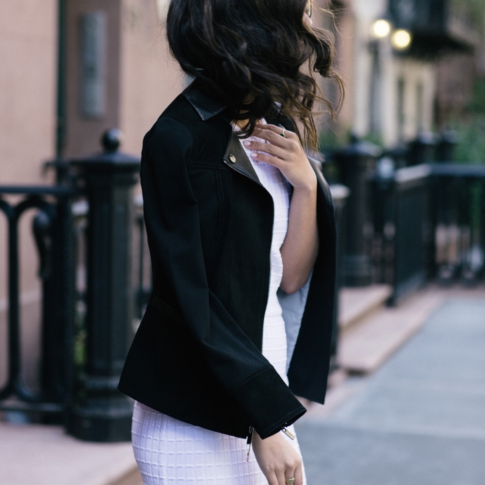 St. John Lightweight Suede & Leather Jacket